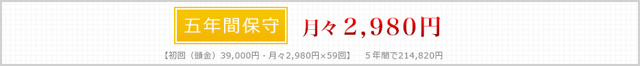 5年間保守 月額2980円