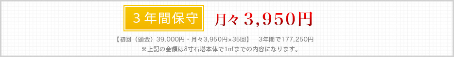 3年間保守　月額3950円